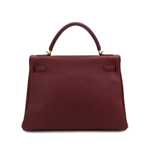 HERMES KELLY 32 RETOURNE ROUGE H TOGO HAND BAG 2004 SQUARE H GOLD HARDWARE 90309799 - PURPOSE