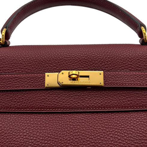 HERMES KELLY 32 RETOURNE ROUGE H TOGO HAND BAG 2004 SQUARE H GOLD HARDWARE 90309799 - PURPOSE