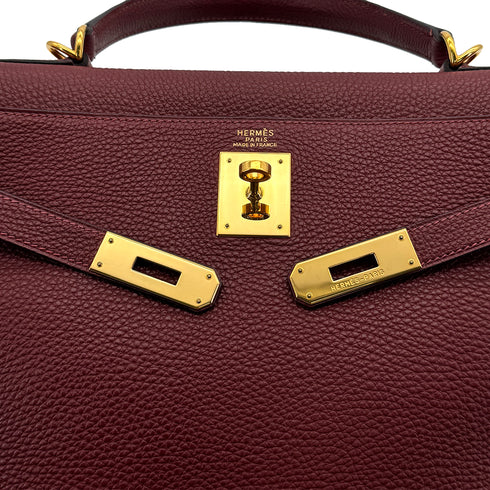 HERMES KELLY 32 RETOURNE ROUGE H TOGO HAND BAG 2004 SQUARE H GOLD HARDWARE 90309799 - PURPOSE