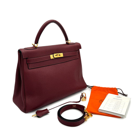 HERMES KELLY 32 RETOURNE ROUGE H TOGO HAND BAG 2004 SQUARE H GOLD HARDWARE 90309799 - PURPOSE