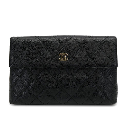 CHANEL VINTAGE MATELASSE CLUTCH BAG BLACK CAVIAR SKIN 90309807 - PURPOSE