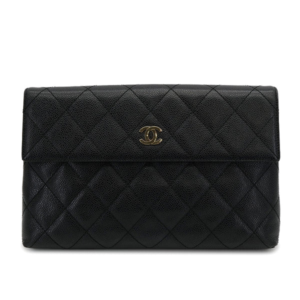 CHANEL VINTAGE MATELASSE CLUTCH BAG BLACK CAVIAR SKIN 90309807 - PURPOSE