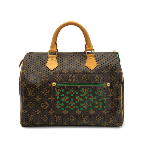 LOUIS VUITTON MONOGRAM PERFO SPEEDY 30 HAND BAG BROWN VERT M95181 90309809 - PURPOSE