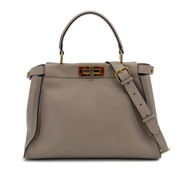 FENDI PEEKABOO REGULAR TORTOISESHELL HAND SHOULDER BAG LEATHER BEIGE 8BN290 90309811 - PURPOSE