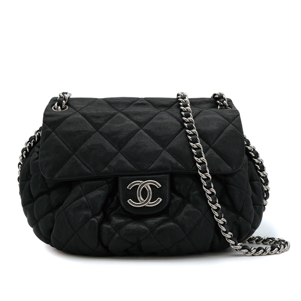 CHANEL MATELASSE COCOMARK CHAIN AROUND SHOULDER BAG BLACK LEATHER 90309812 - PURPOSE