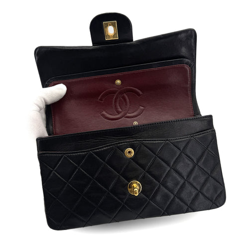 CHANEL VINTAGE CLASSIC FLAP SMALL CHAIN SHOULDER BAG BLACK LAMB SKIN 90309816 - PURPOSE