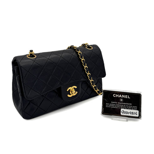 CHANEL VINTAGE CLASSIC FLAP SMALL CHAIN SHOULDER BAG BLACK LAMB SKIN 90309816 - PURPOSE