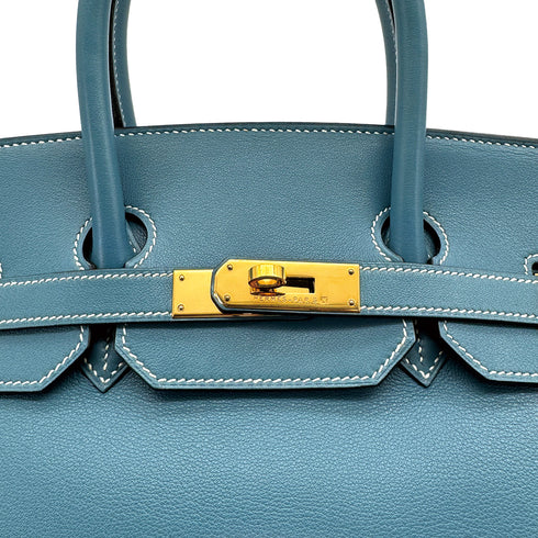 HERMES BIRKIN 35 BLUE JEAN SWIFT HAND BAG □B GOLD HARDWARE 90309820 - PURPOSE
