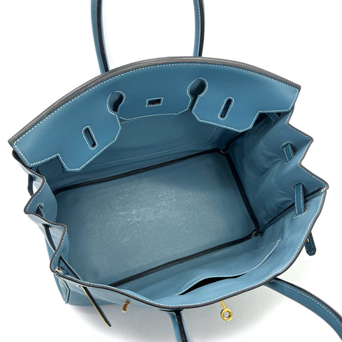 HERMES BIRKIN 35 BLUE JEAN SWIFT HAND BAG □B GOLD HARDWARE 90309820 - PURPOSE