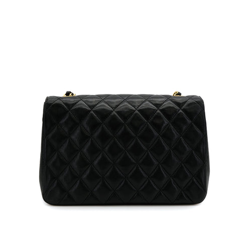 CHANEL VINTAGE MATELASSE HALF MOON CHAIN SHOULDER BAG BLACK LAMB SKIN 90309821 - PURPOSE