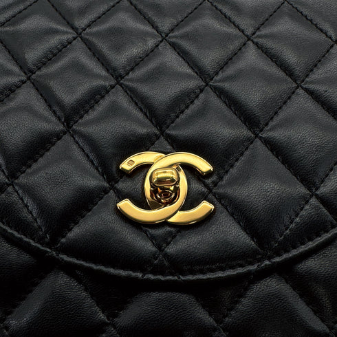 CHANEL VINTAGE MATELASSE HALF MOON CHAIN SHOULDER BAG BLACK LAMB SKIN 90309821 - PURPOSE
