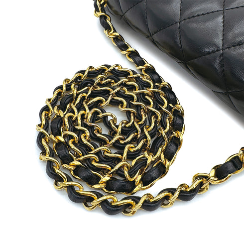 CHANEL VINTAGE MATELASSE HALF MOON CHAIN SHOULDER BAG BLACK LAMB SKIN 90309821 - PURPOSE
