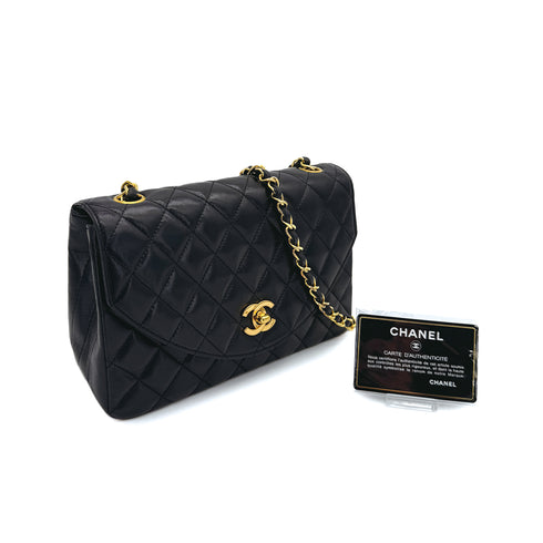 CHANEL VINTAGE MATELASSE HALF MOON CHAIN SHOULDER BAG BLACK LAMB SKIN 90309821 - PURPOSE