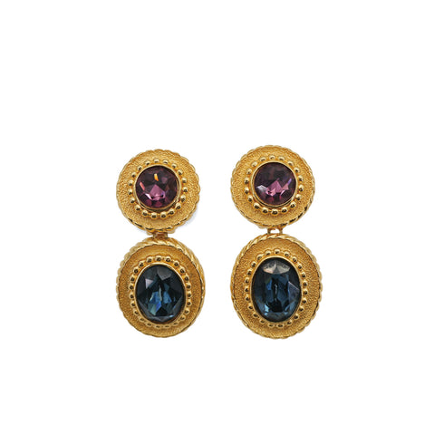 CHRISTIAN DIOR EARRINGS CRYSTAL DROP COLOR STONE GOLD ACCESSORY 90309835 - PURPOSE