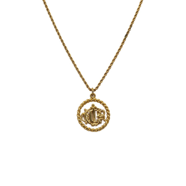 CHRISTIAN DIOR NECKLACE EMBLEM CIRCLE LOGO GOLD ACCESSORY 90309840 - PURPOSE