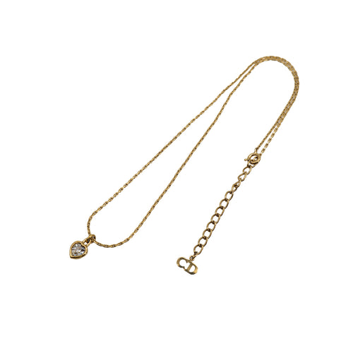 CHRISTIAN DIOR NECKLACE HEART RHINESTONE GOLD ACCESSORY 90309841 - PURPOSE