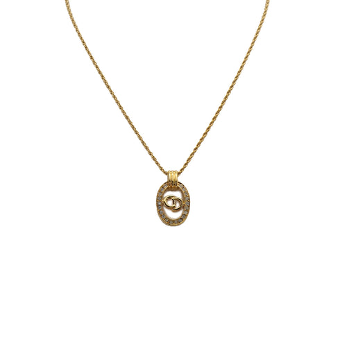 CHRISTIAN DIOR NECKLACE CD LOGO RHINESTONE GOLD ACCESSORY 90309843 - PURPOSE