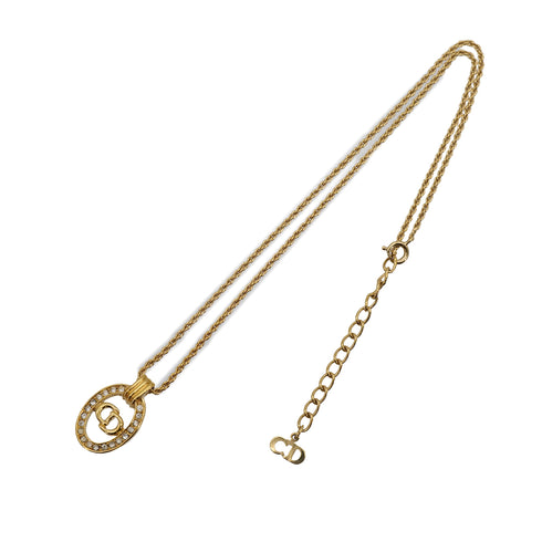 CHRISTIAN DIOR NECKLACE CD LOGO RHINESTONE GOLD ACCESSORY 90309843 - PURPOSE