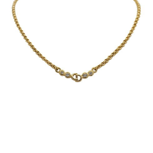 CHRISTIAN DIOR NECKLACE CD LOGO RHINESTONE GOLD ACCESSORY 90309845 - PURPOSE