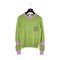 CHANEL COCOMARK KNIT TOPS BEADS CAMELLIA GREEN PURPLE CASHMERE 44 07A RTW 90309850 - PURPOSE