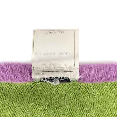 CHANEL COCOMARK KNIT TOPS BEADS CAMELLIA GREEN PURPLE CASHMERE 44 07A RTW 90309850 - PURPOSE