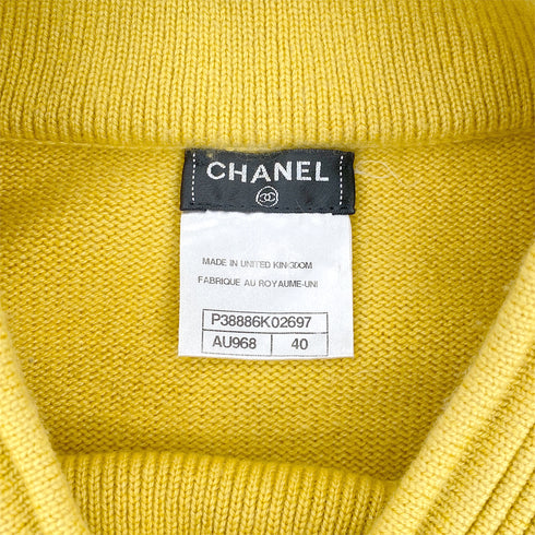 CHANEL PARIS SHANGHAI COLLECTION COCOMARK KNIT TOPS YELLOW CASHMERE 40 P38 RTW 90309851 - PURPOSE
