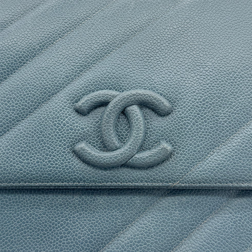 CHANEL VINTAGE BIAS STITCH CHAIN SHOULDER BAG BLUE CAVIAR SKIN 90310126 - PURPOSE