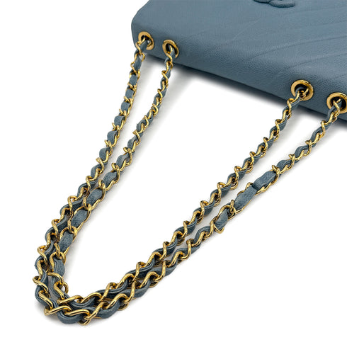 CHANEL VINTAGE BIAS STITCH CHAIN SHOULDER BAG BLUE CAVIAR SKIN 90310126 - PURPOSE