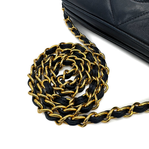 CHANEL VINTAGE MATELASSE FRINGE CHAIN SHOULDER BAG NAVY LAMB SKIN 90310128 - PURPOSE