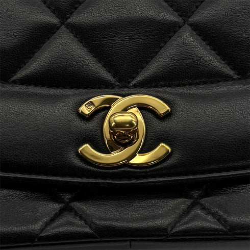 CHANEL VINTAGE DIANA MEDIUM CHAIN SHOULDER BAG BLACK LAMB SKIN 90310129 - PURPOSE