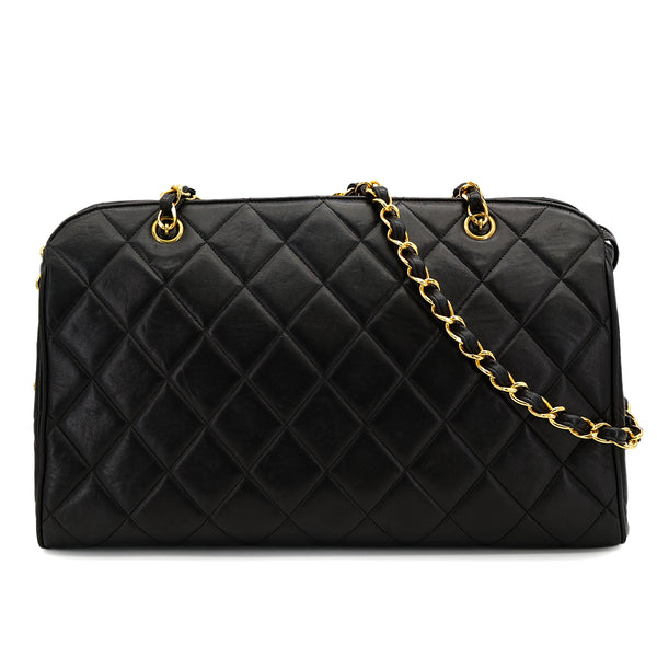 CHANEL VINTAGE MATELASSE CHAIN SHOULDER BAG BLACK LAMB SKIN 90310131 - PURPOSE