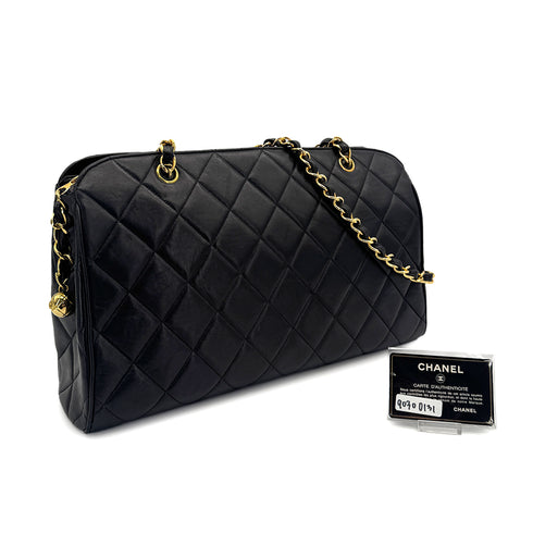 CHANEL VINTAGE MATELASSE CHAIN SHOULDER BAG BLACK LAMB SKIN 90310131 - PURPOSE
