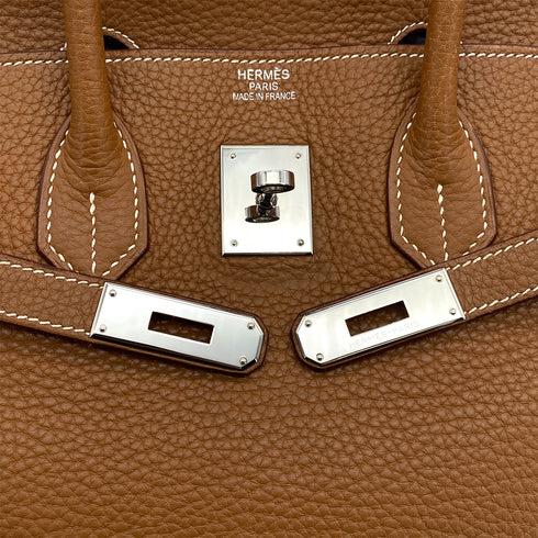 HERMES BIRKIN 35 GOLD TAURILLON CLEMENCE HAND BAG □L PALLADIUM HARDWARE 90310133 - PURPOSE