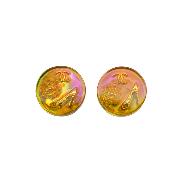CHANEL VINTAGE ICON EARRINGS FLOWER PUMPS COCOMARK MULTICOLOR ACCESSORY 97P 90310137 - PURPOSE