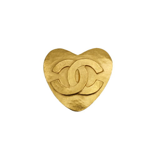 CHANEL VINTAGE COCOMARK HEART BROOCH GOLD ACCESSORY 95P 90310140 - PURPOSE
