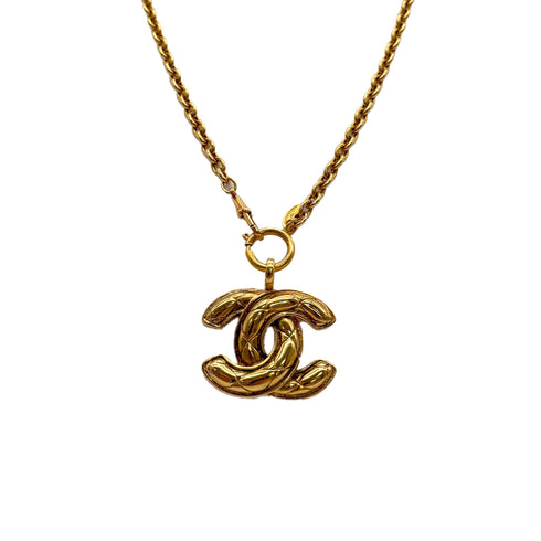 CHANEL VINTAGE NECKLACE MATELASSE COCOMARK GOLD ACCESSORY 90310239 - PURPOSE