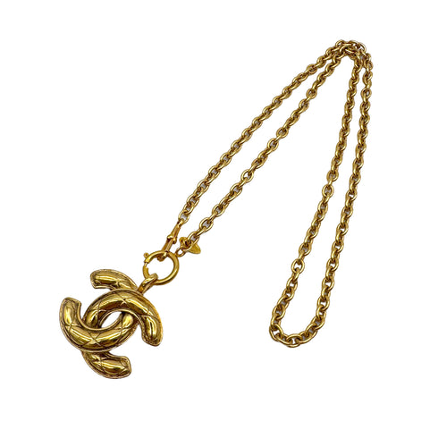 CHANEL VINTAGE NECKLACE MATELASSE COCOMARK GOLD ACCESSORY 90310239 - PURPOSE