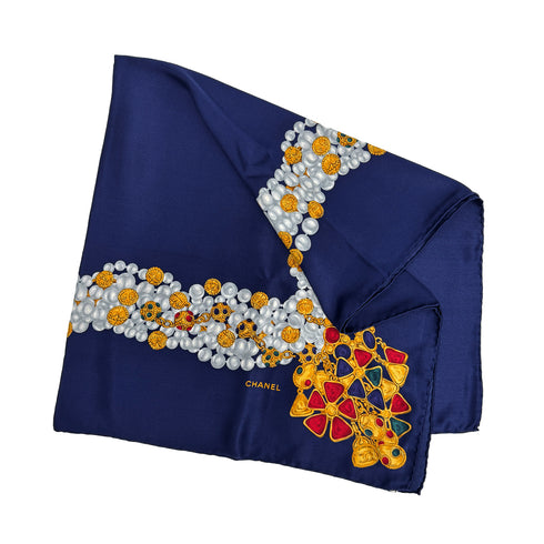 CHANEL VINTAGE SCARF GRIPOA PATTERN NAVY SILK 90310240 - PURPOSE
