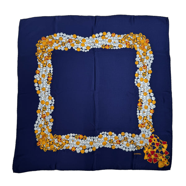 CHANEL VINTAGE SCARF GRIPOA PATTERN NAVY SILK 90310240 - PURPOSE