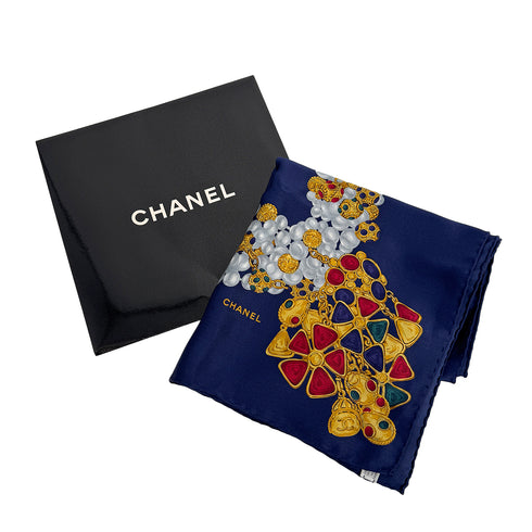 CHANEL VINTAGE SCARF GRIPOA PATTERN NAVY SILK 90310240 - PURPOSE