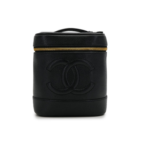 CHANEL VINTAGE VANITY HAND BAG BLACK CAVIAR SKIN 90310243 - PURPOSE