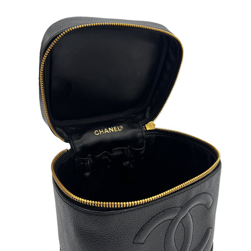 CHANEL VINTAGE VANITY HAND BAG BLACK CAVIAR SKIN 90310243 - PURPOSE