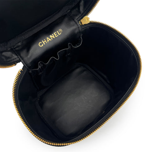 CHANEL VINTAGE VANITY HAND BAG BLACK CAVIAR SKIN 90310243 - PURPOSE