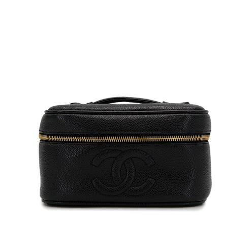 CHANEL VINTAGE VANITY HAND BAG BLACK CAVIAR SKIN 90310247 - PURPOSE