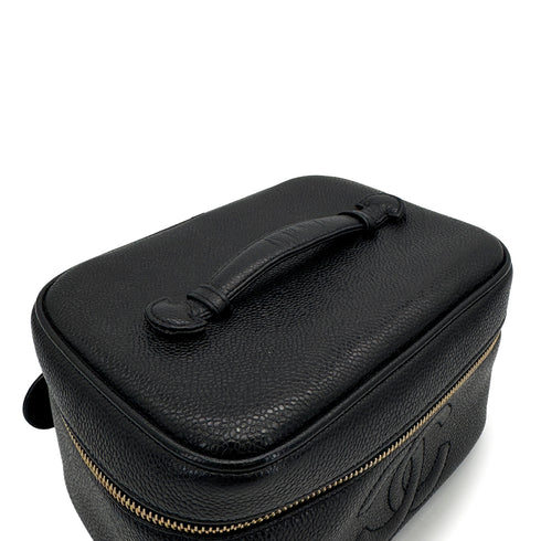 CHANEL VINTAGE VANITY HAND BAG BLACK CAVIAR SKIN 90310247 - PURPOSE