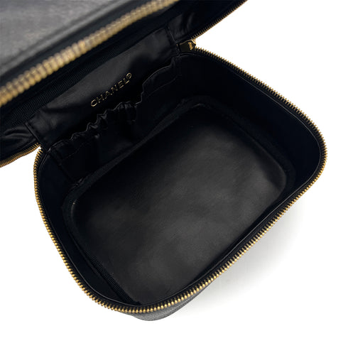 CHANEL VINTAGE VANITY HAND BAG BLACK CAVIAR SKIN 90310247 - PURPOSE
