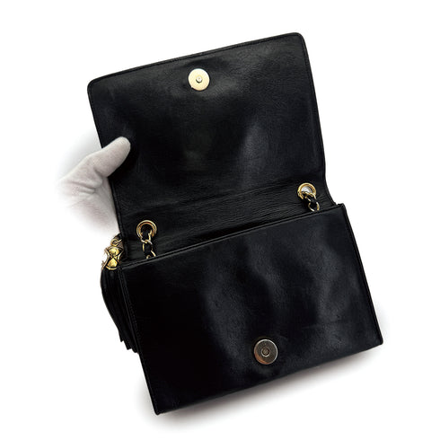 VINTAGE CHANEL COCOMARK MATELASSE FRINGE CHAIN SHOULDER BAG BLACK LAMB SKIN 90310248 - PURPOSE