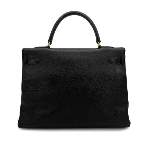 HERMES KELLY 35 RETOURNE BLACK ARDENNES HAND SHOULDER BAG 1998 SQUARE B GOLD HARDWARE 90310249 - PURPOSE