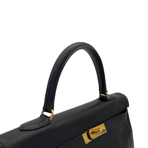 HERMES KELLY 35 RETOURNE BLACK ARDENNES HAND SHOULDER BAG 1998 SQUARE B GOLD HARDWARE 90310249 - PURPOSE