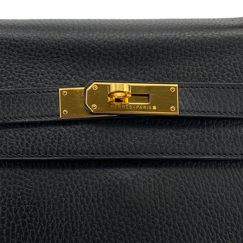 HERMES KELLY 35 RETOURNE BLACK ARDENNES HAND SHOULDER BAG 1998 SQUARE B GOLD HARDWARE 90310249 - PURPOSE